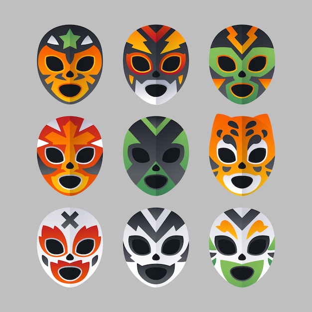 Free Vector mexican wrestler element collection