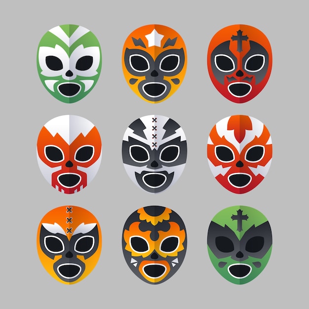 Free vector mexican wrestler element collection