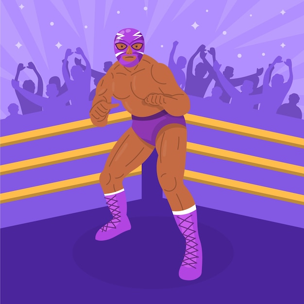 Free Vector mexican wrestler hand drawn flat illustration