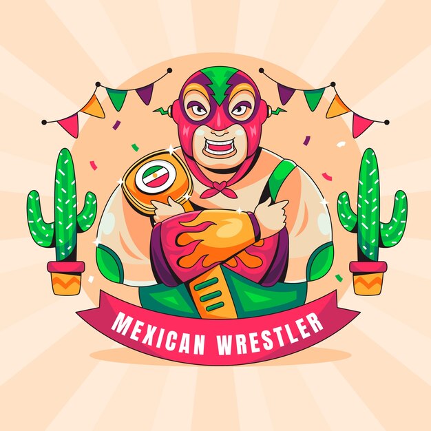 Mexican wrestler illustration design