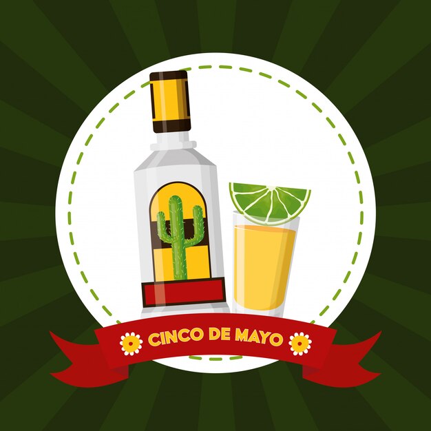 Mexico cinco de mayo mexican tequila illustration 