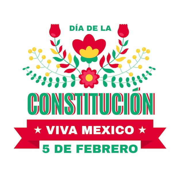 Mexico constitution day flat illustration