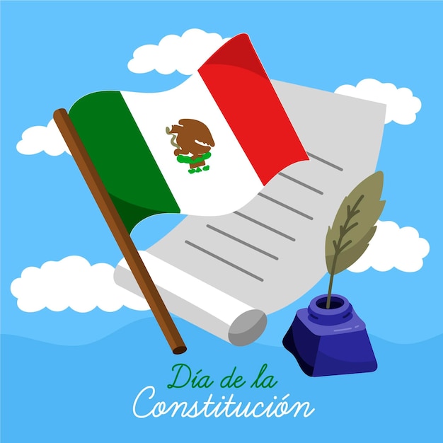 Mexico constitution day illustration with flag