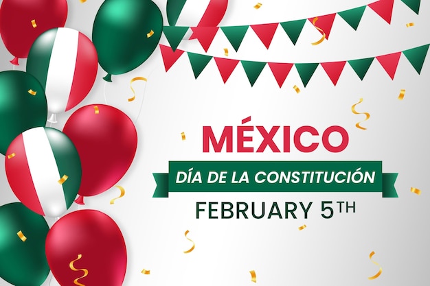 Mexico constitution day with realistic balloons