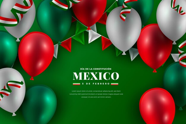 Mexico constitution day with realistic balloons