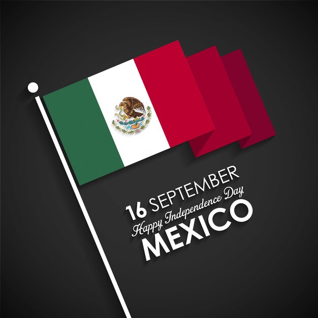 Mexico flag on a black background for independence day