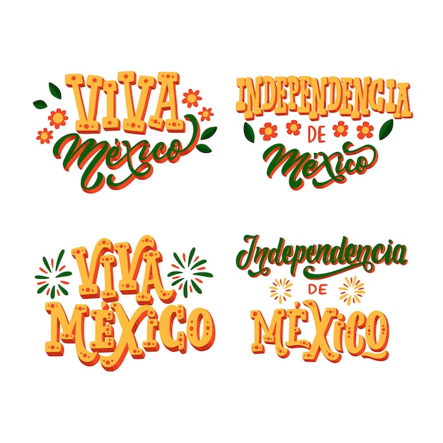 Free Vector mexico independence day badges