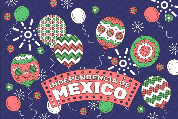 Mexico independence day balloon background