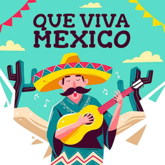 Free vector mexico independence day drawing