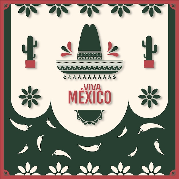 Mexico independence day in paper style