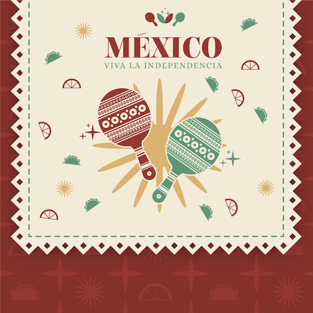 Free Vector mexico independence day in paper style