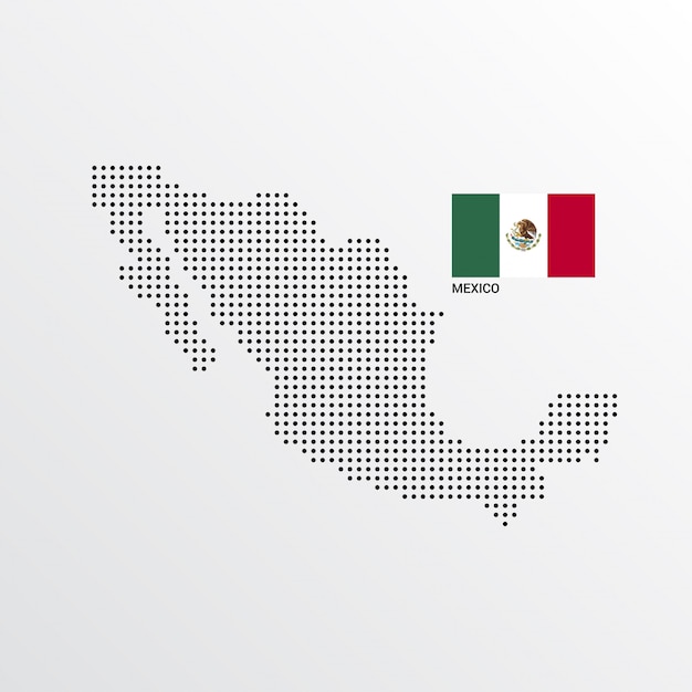 Mexico Map design with flag and light background vector 