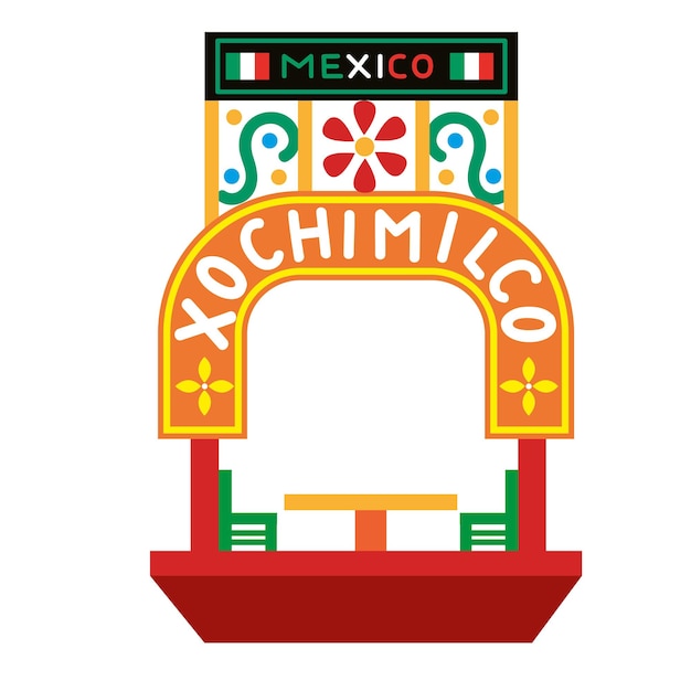 Free Vector mexico xochimilco trajinera travel