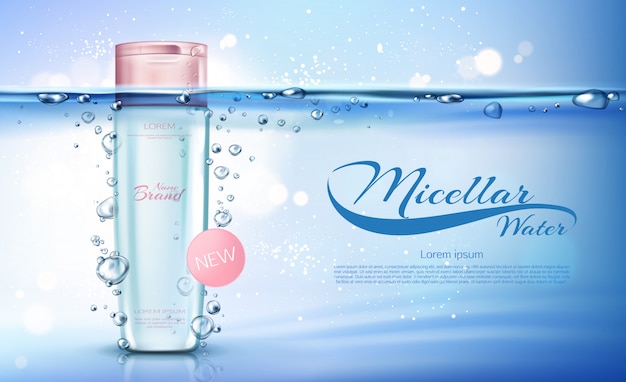 Free Vector micellar water cosmetic bottle