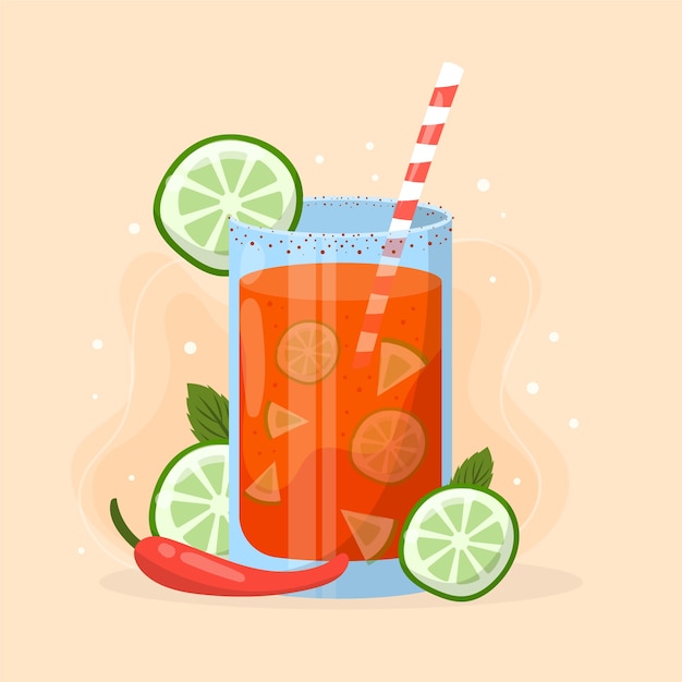 Michelada illustration in hand drawn style