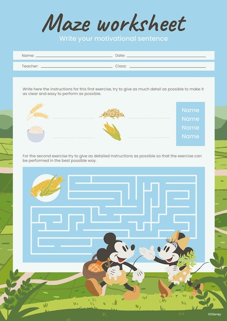 Mickey and Minnie Mouse Maze Worksheet