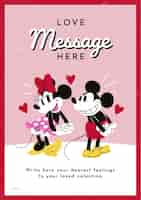 Free vector mickey and minnie mouse valentines card