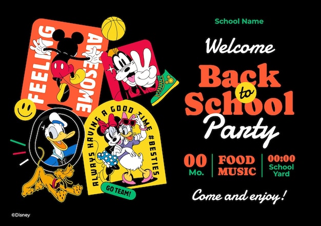 Mickey Mouse and Friends Back to School Invitation