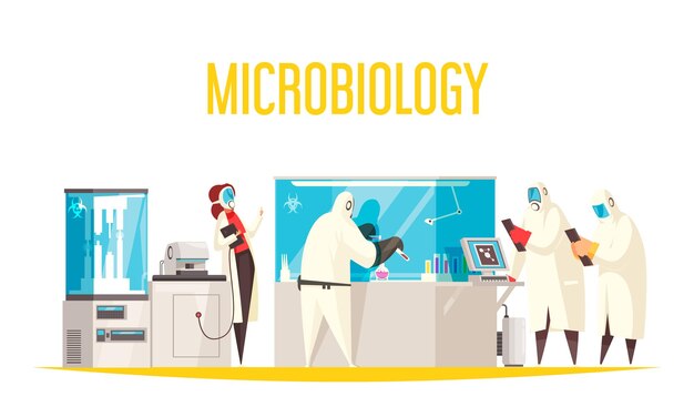 Microbiology laboratory composition illustration