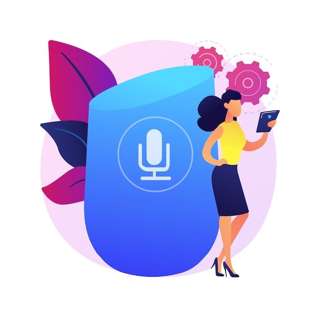 Free Vector microphone recording. authenticate with voice. receive call, play voip, send audio. stable and unfluctuating noise. transmitted contact.  isolated concept metaphor illustration.