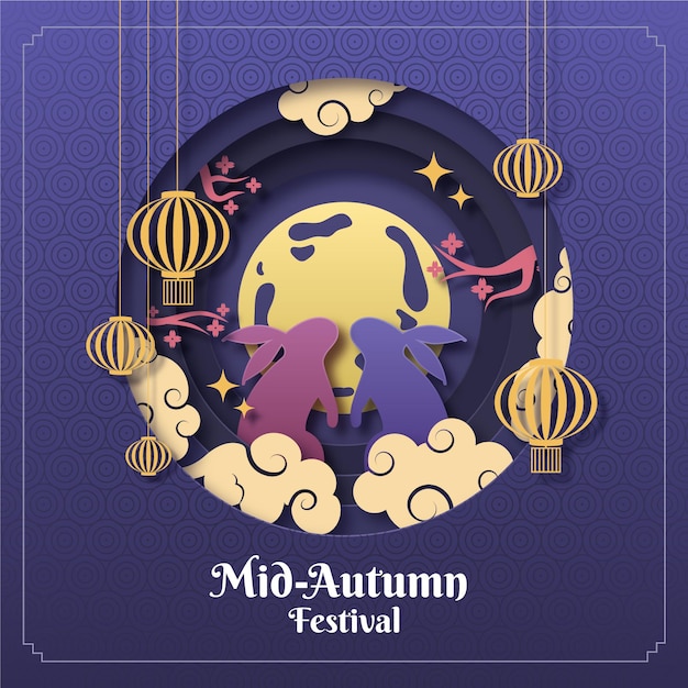 Mid-autumn festival in paper style