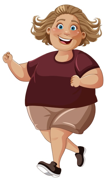 Middle age chubby woman jogging