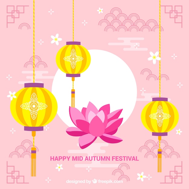 Middle autumn festival, pink background