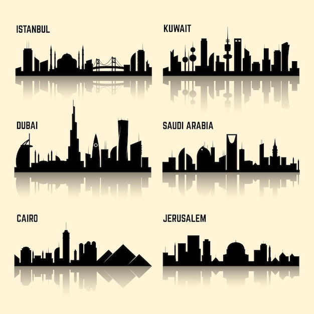 Free vector middle east cities set