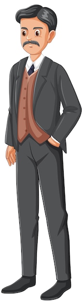 Free vector middleaged man wearing suit cartoon character