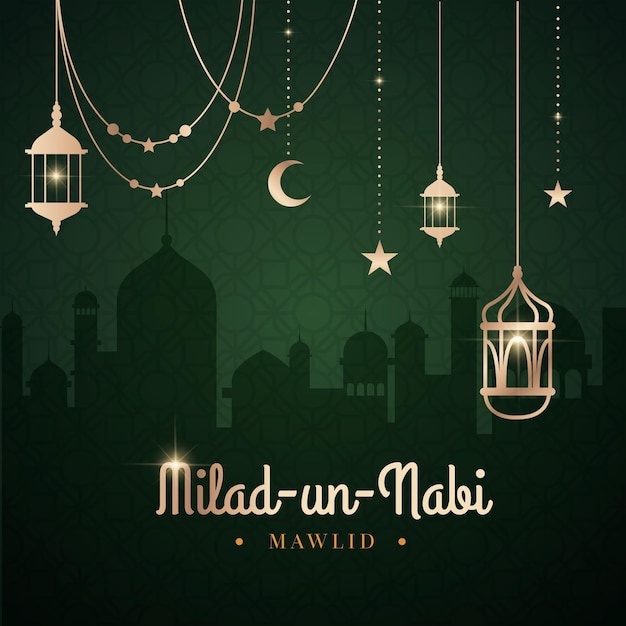 Free Vector milad un nabi greeting concept