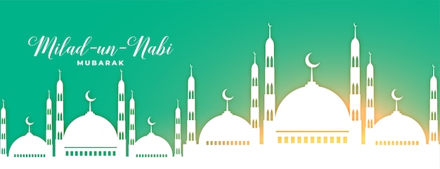 Free Vector milad un nabi nice mosque banner 