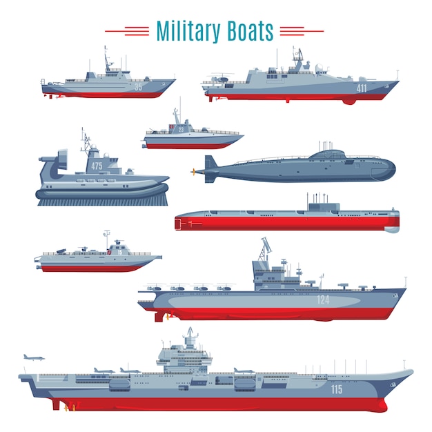 Free Vector military boats collection