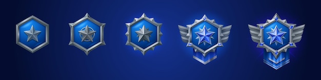 Free Vector military game rank buttons set