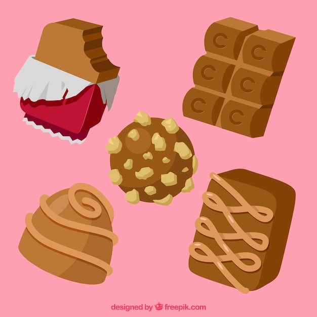 Free Vector milk chocolate bonbons and bars collection