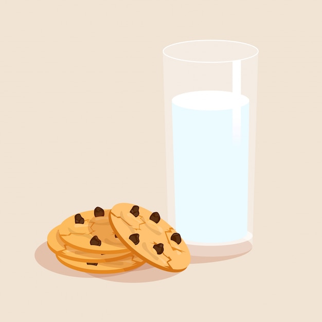 Free Vector milk and cookies decorative set