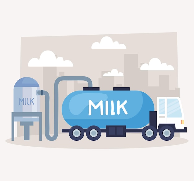 Free vector milk industry transport