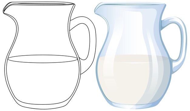 Milk Pitcher Illustration Sketch to Color