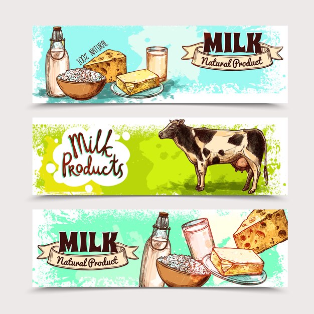 Milk Products Banner Set