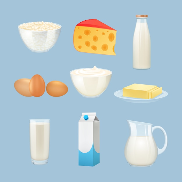 Milk products set with eggs cheese and cream