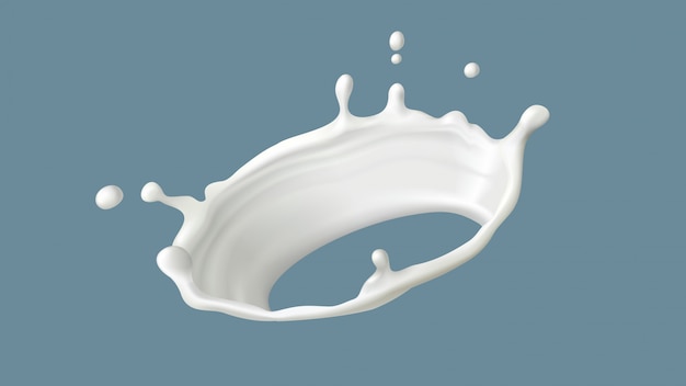 Free Vector milk splash or round swirl with drops, realistic