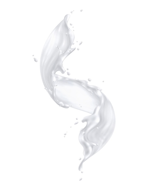 Free Vector milk splashes realistic composition with isolated image of spluttering white liquid on blank background vector illustration