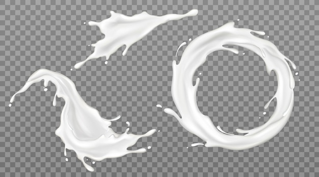 Milk splashes set, yogurt or dairy drink product