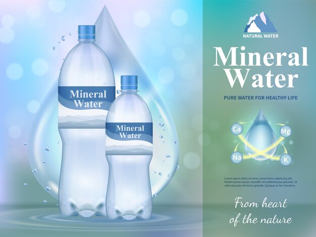 Mineral water composition with healthy life symbols