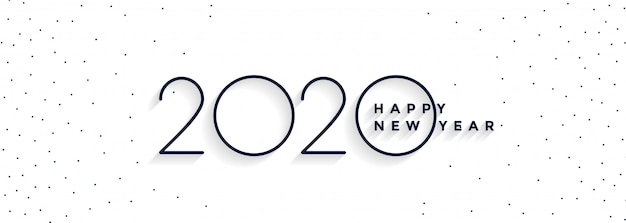 minimal 2020 happy new year white banner 