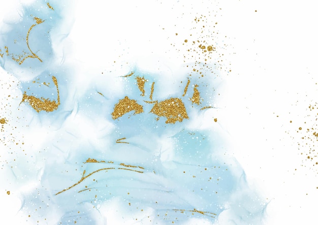 Free vector minimal alcohol ink design with gold glitter elements