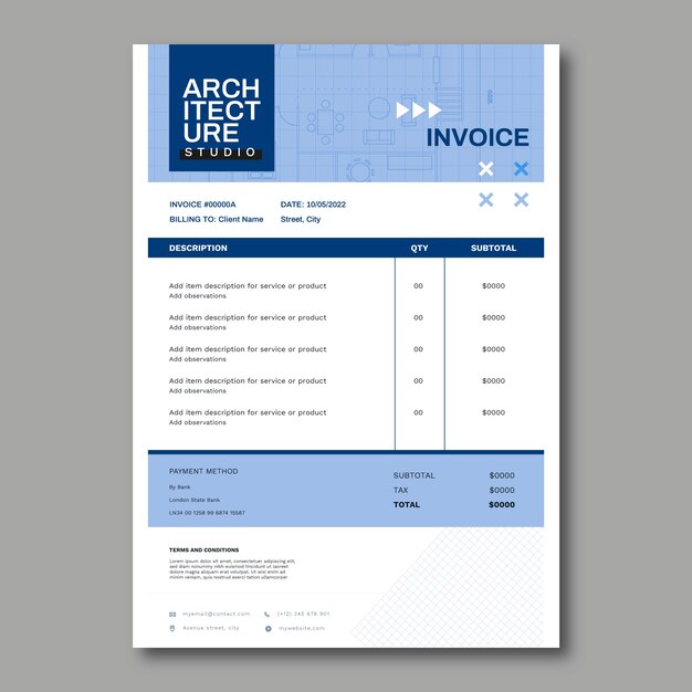 Minimal architecture project invoice