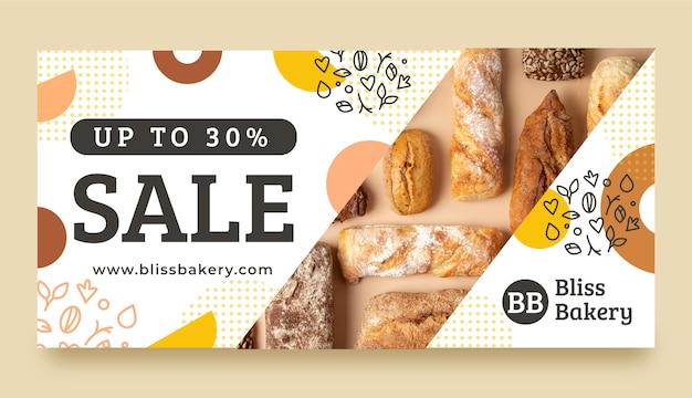 Minimal bakery horizontal sale banner template