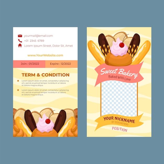 Minimal bakery shop id card template