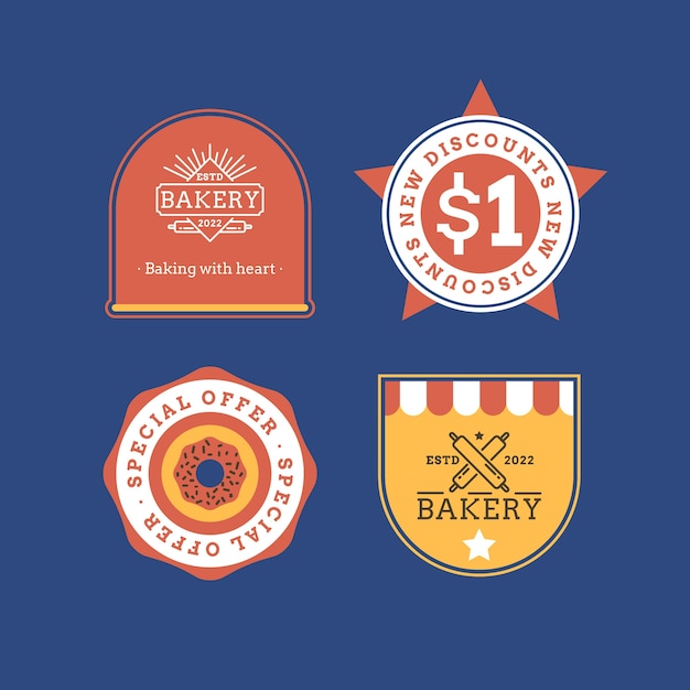 Minimal bakery shop label collection