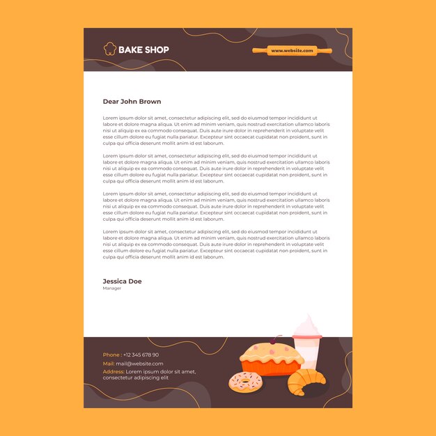 Minimal bakery shop letterhead template